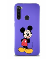 Xiaomi Redmi Note 8 Soft Premier Kapak Mickey Mouse-B Tasarımlı Silikon Kılıf - Mor (Şeffaf)