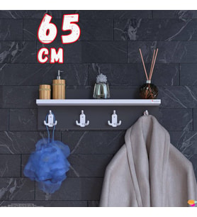 Modilayn Kedi Serisi 4’lü Banyo Askısı Seti 61,4x18 cm 12 Kancalı Raflı Düzenleyici Yer Tasarrufu.