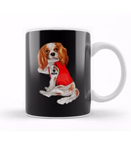 Funny Cavalier King Charles Spaniel Dog I Love Mom Tattoo Kupa Bardak Porselen
