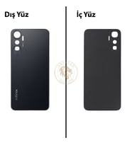 Infinix Hot 20 Siyah Uyumlu Arka Kapak Arka Cam Batarya Pil Kapağı Lazer Kesim Back Cover