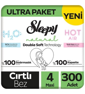 Sleepy 4 Beden Double Soft Natural Bebek Bezi Ultra Paket 100x3 300 Adet