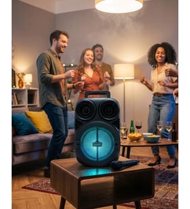 Bluetooth Taşınabilir Karaoke Hoparlör 6.5 İnç Mikrofonlu RGB Işıklı USB TF Kart Destekli