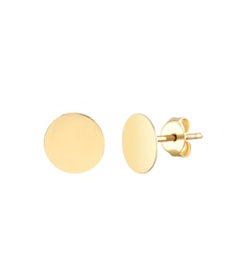 MOOM MÜCEVHERAT Kadın 14 Ayar Altın Küpe Minimalist Plaka Vidalı Altın Küpe 13 mm