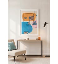 Soyut Geometrik Şekiller Minimalist 1. Kalite Ahşap Çerçeveli Tablo