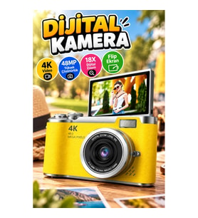 48 MP Dijital Fotoğraf Makinesi – 4K Video, Flip Ekran, 18X Zoom ve Selfie Vlog Çekimi