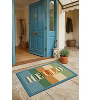 Valerine Life Kapı Önü Paspası 45x70cm Kaymaz Taban Dekoratif iç Dış Mekan Hello Retro Tipografi