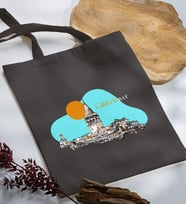BK Gift İstanbul Tasarımlı Antrasit Kumaş Bez Çanta, Baskılı Omuz Çantası, Alışveriş Çantası, Anneye Hediye-7