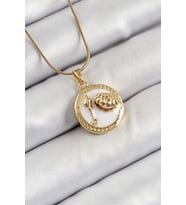 316L Çelik Zincir Beyaz Mineli Sanatsal Portre İstiridye Model Gold Renk Kadın Ko - HPSBYI7051-8