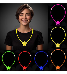 Glow Stick Yıldız Kolye - Glow Kolye - Glow Stick Partisi Yıldız Kolye 6 Adet