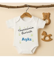 Pia Baby B29 %100 Pamuk Teyzesinin Biricik Aşkı Yazılı Tasarlanabilir Bebek Body (Ekru)