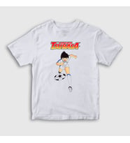 Presmono Unisex Çocuk Beyaz Dribbler Futbol Anime Kaptan Captain Tsubasa T-Shirt 320422tt