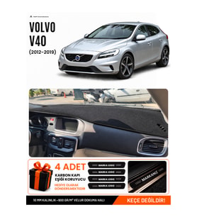VOLVO V40 (2012-2019) Uyumlu Torpido Örtüsü Torpido Kılıfı - Siyah