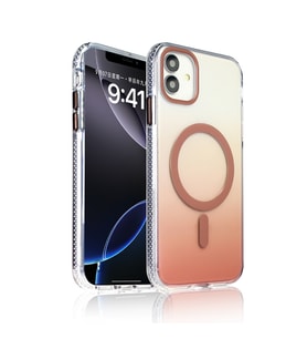 Apple iPhone 11 Uyumlu Kılıf M-safe Şarj Özellikli Transparan Renk Geçişli Zore Toros Kapak (Rose Gold Altın)