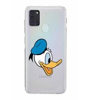Samsung Galaxy A21s  Kamera Korumalı  Kapak Donald Duck Tasarımlı  Şeffaf Kılıf