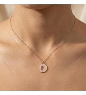 Kişiye Özel 925 Ayar Gümüş Minimal Pusula Model Kolye (Rose)