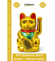 Özel Üretim Altın Sarısı Dekoratif Hareketli Bereket Figür Pilli Sallanan Şans Kedisi Maneki Neko