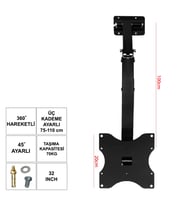 32- 40 inç 82-102cm Lcd Askı Aparatı Tavan Hareketli UFİX UF-32KT