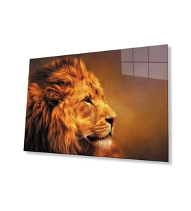  Aslan Hayvan Cam Tablo 4mm Dayanıklı Temperli Cam (Çok Renkli)