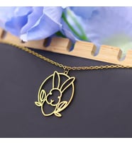Kişiye Özel 925 Ayar Gümüş Tasarım Minimalist Tavşan Figürlü Kolye (Gold)