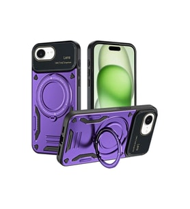 İphone 16E Kılıf Joy Lens Standlı Kapak - Mor