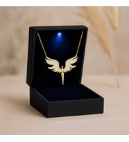 Işıklı Kutuda Mikail Meleği Altın Kaplama Gümüş Kolye (Gold)