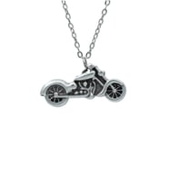 Chopper Motor - Motosiklet Erkek Kadın Kolye Antik Gümüş Kaplama - 60 cm Düz Zincir