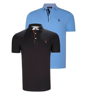İKİLİ SET T8582 DEWBERRY ERKEK T-SHIRT-SİYAH-AÇIK MAVİ (Karışık)