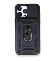 iPhone 15 Pro Kılıf Pars Lens Yüzüklü Silikon - Lacivert