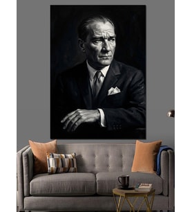 Karizmatik Mustafa Kemal Atatürk Portresi Dekoratif Kanvas - Mdf Ahşap Tablo