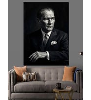 Karizmatik Mustafa Kemal Atatürk Portresi Dekoratif Kanvas - Mdf Ahşap Tablo
