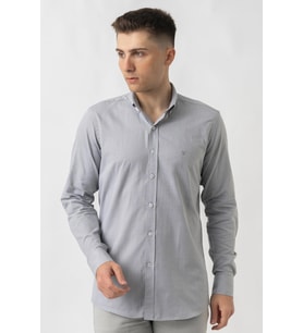 White Stone Aarburg g45044 Pamuklu Regular Fit Oxford Gömlek Gri