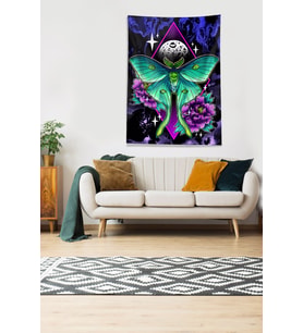 Multirenk Butterfly Kelebek Leke Tutmaz Kadife Kumaş Duvar Örtüsü Duvar Halısı Tapestry (Turkuaz)