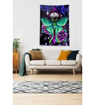 Multirenk Butterfly Kelebek Leke Tutmaz Kadife Kumaş Duvar Örtüsü Duvar Halısı Tapestry (Turkuaz)