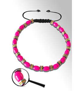 Sertifikalı Gold Silver Hematitli Pembe Sedef Taşı Bileklik - Ayarlamalı (Çok Renkli)