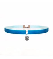Mavi Renk Kadife Aşk Düğümü Choker Kolye