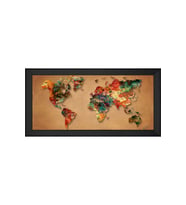 Harita Temalı Kanvas Tablo 50 x 70 cm Siyah Çerçeve