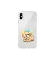 iPhone XS Max ile Uyumlu Splash Köpek Tasarımlı Şeffaf Silikon Kılıf