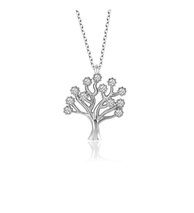 Swarovski 925 Ayar Gümüş Kadın Hayat Ağacı Kolye  Swarovski Taşlı Gerçek Gümüş Hayat Ağacı Kolye