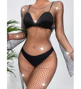 Pilelistore Işıltılı File Detaylı Uzun File Gece Elbisesi & Taş İşlemeli Parti Modeli-Gece & Davet Ş