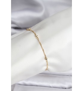14K Gold Renk Kaplama Topçuklu Model CM Kadın Bileklik TJ-BB8138