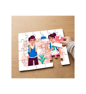Mutlu Öğrenciler Tasarımlı 24 Parça Ahşap Çocuk Puzzle