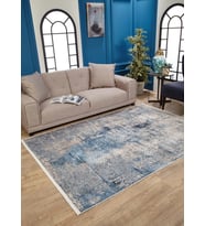 Dijital Kaymaz Yıkanabilir Mavi Minimalist Salon Halısı Mutfak Halısı Koridor Halısı Yolluk HLN1744