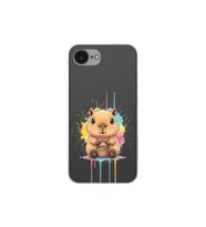 iPhone 16e ile Uyumlu Splash Kapibara Tasarımlı Şeffaf Silikon Kılıf