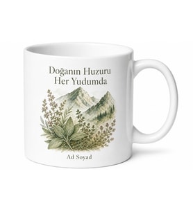 Dağ Çayı Temalı Baskılı Seramik Kupa Bardak Doğa Hediye