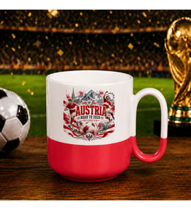 BK Gift Avusturya Taraftar Temalı 2026 Dünya Kupası Tasarımlı Kırmızı Joyful Kupa Bardak