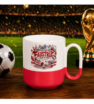 BK Gift Avusturya Taraftar Temalı 2026 Dünya Kupası Tasarımlı Kırmızı Joyful Kupa Bardak