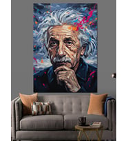 Albert Einstein Portresi Dekoratif Kanvas - Mdf Ahşap Tablo
