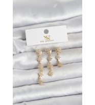 Pirinç Gold Renk Sıralı Kutup Yıldızı Model 3'lü Kadın Küpe 5886 - SSSSSS4377-6783
