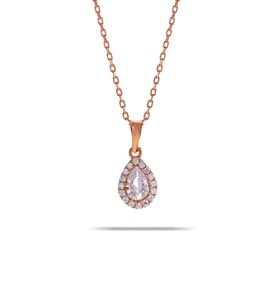 Kuvars Rose Gümüş Mini Damla Kolye 7039 (Beyaz)