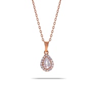 Kuvars Rose Gümüş Mini Damla Kolye 7039 (Beyaz)